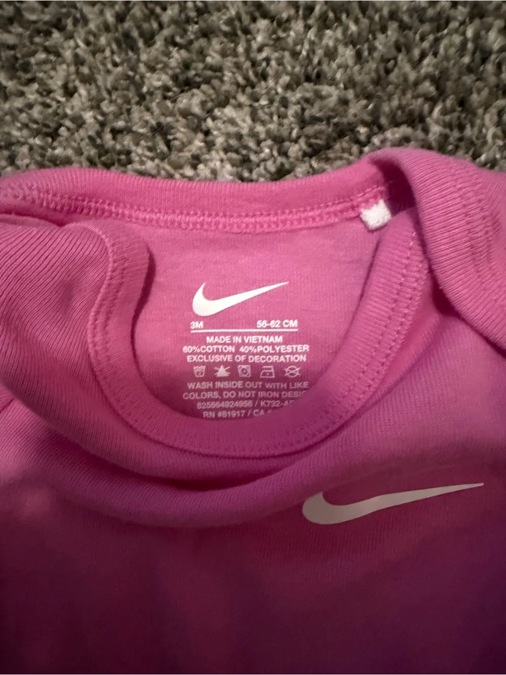 Nike Pink Long-Sleeve Infant One-Piece Bodysuit